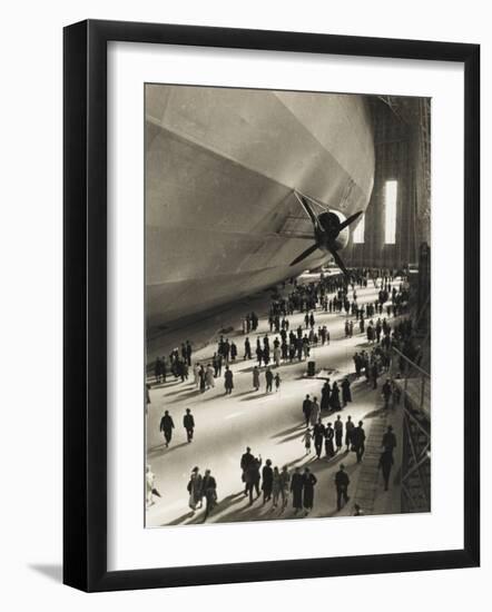 The Hindenburg Zeppelin - 1936 Olympics-null-Framed Photographic Print