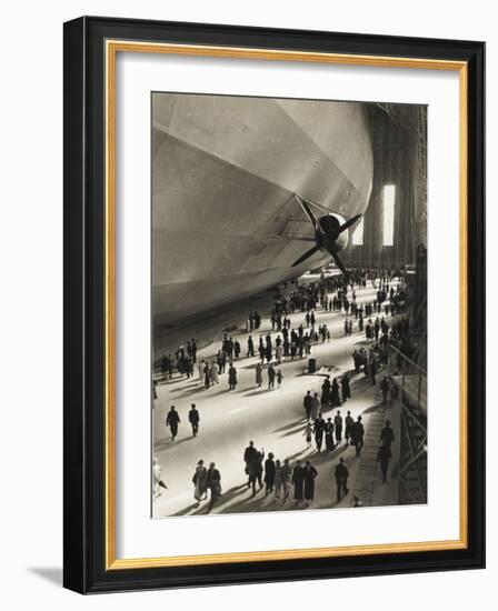 The Hindenburg Zeppelin - 1936 Olympics-null-Framed Photographic Print