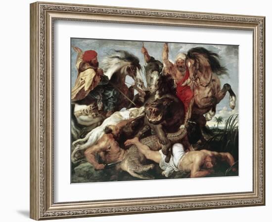 The Hippo Hunt-Peter Paul Rubens-Framed Giclee Print