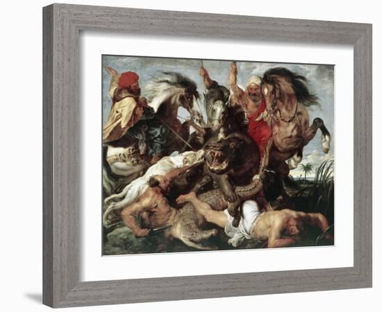 The Hippo Hunt-Peter Paul Rubens-Framed Giclee Print
