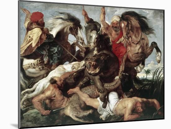 The Hippo Hunt-Peter Paul Rubens-Mounted Giclee Print
