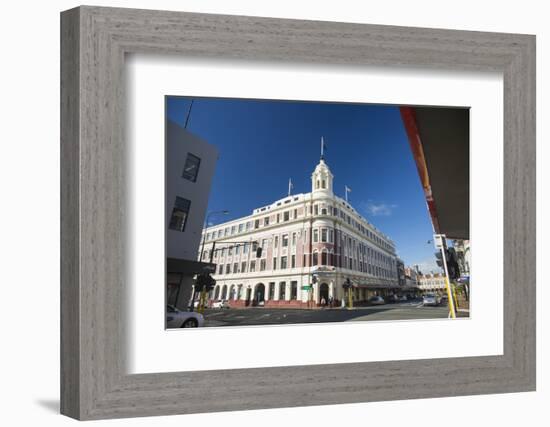 The historic Allied Press Building on the corner of Cumberland Street and Stuart Street, Dunedin, O-Ruth Tomlinson-Framed Photographic Print