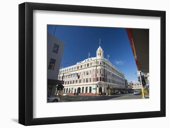The historic Allied Press Building on the corner of Cumberland Street and Stuart Street, Dunedin, O-Ruth Tomlinson-Framed Photographic Print