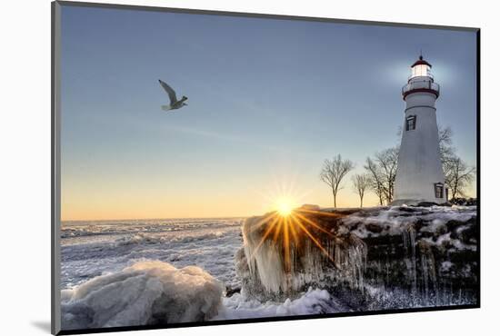 The Historic Marblehead Lighthouse in Northwest Ohio Sits along the Rocky Shores of the Frozen Lake-Michael Shake-Mounted Photographic Print