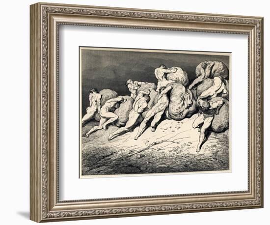 The Hoarders and Wasters. Illustration to the Divine Comedy by Dante Alighieri, 1857-Gustave Doré-Framed Giclee Print