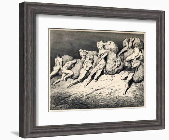 The Hoarders and Wasters. Illustration to the Divine Comedy by Dante Alighieri, 1857-Gustave Doré-Framed Giclee Print