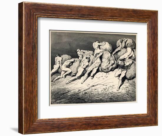 The Hoarders and Wasters. Illustration to the Divine Comedy by Dante Alighieri, 1857-Gustave Doré-Framed Giclee Print