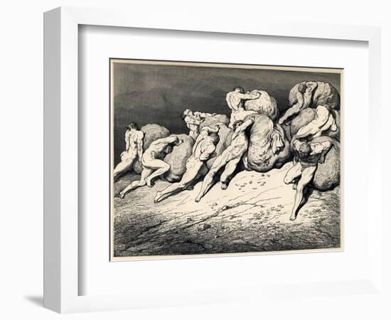 The Hoarders and Wasters. Illustration to the Divine Comedy by Dante Alighieri, 1857-Gustave Doré-Framed Giclee Print