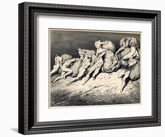 The Hoarders and Wasters. Illustration to the Divine Comedy by Dante Alighieri, 1857-Gustave Doré-Framed Giclee Print