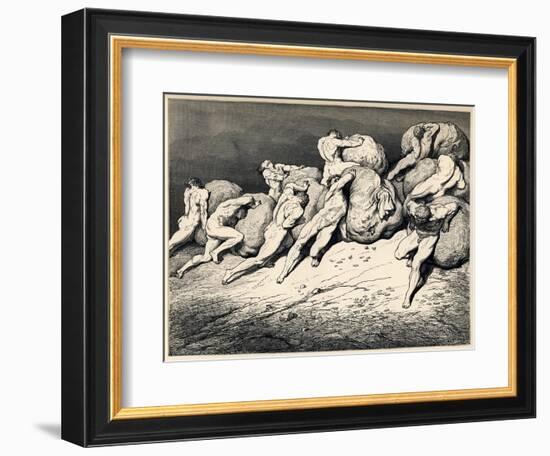 The Hoarders and Wasters. Illustration to the Divine Comedy by Dante Alighieri, 1857-Gustave Doré-Framed Giclee Print