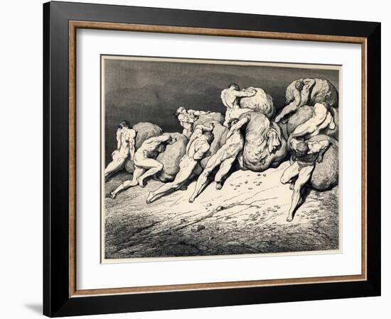 The Hoarders and Wasters. Illustration to the Divine Comedy by Dante Alighieri, 1857-Gustave Doré-Framed Giclee Print