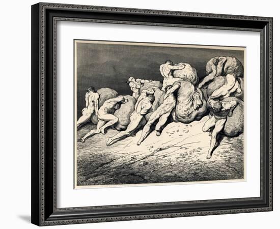 The Hoarders and Wasters. Illustration to the Divine Comedy by Dante Alighieri, 1857-Gustave Doré-Framed Giclee Print