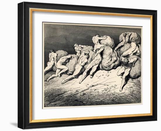 The Hoarders and Wasters. Illustration to the Divine Comedy by Dante Alighieri, 1857-Gustave Doré-Framed Giclee Print