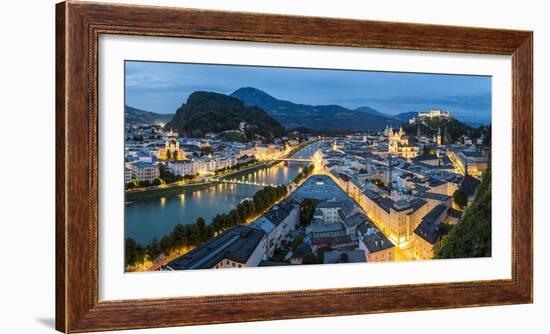 The Hohensalzburg Fortress, Church and Cathedral, at Dusk, Salzburg, Austria-Peter Adams-Framed Photographic Print