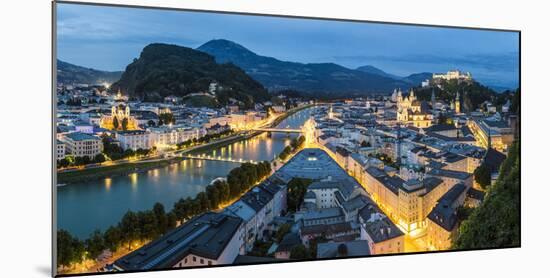 The Hohensalzburg Fortress, Church and Cathedral, at Dusk, Salzburg, Austria-Peter Adams-Mounted Photographic Print