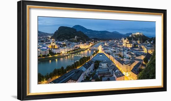 The Hohensalzburg Fortress, Church and Cathedral, at Dusk, Salzburg, Austria-Peter Adams-Framed Photographic Print