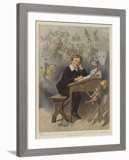 The Holiday Letter from School, a Boy's Dream of the Coming Christmas-Adrien Emmanuel Marie-Framed Giclee Print