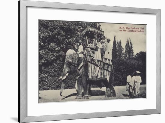 The Holkar's Son on the Elephant in Indore-null-Framed Photographic Print