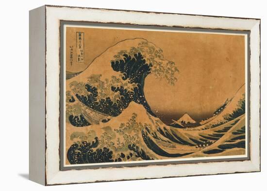 The Hollow of the Deep-Sea Wave off Kanaga (Colour Woodblock Print)-Katsushika Hokusai-Framed Premier Image Canvas