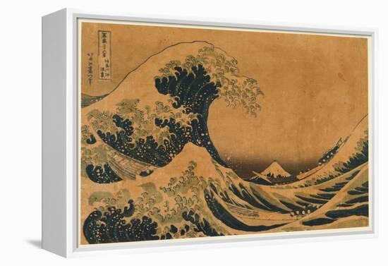 The Hollow of the Deep-Sea Wave off Kanaga (Colour Woodblock Print)-Katsushika Hokusai-Framed Premier Image Canvas