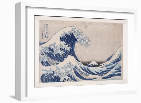 The Hollow of the Deep Sea Wave off Kanagawa (Kanagawa-Oki Nami Ura) (Colour Woodblock Print)-Katsushika Hokusai-Framed Giclee Print