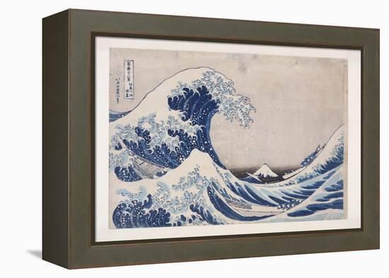 The Hollow of the Deep Sea Wave off Kanagawa (Kanagawa-Oki Nami Ura) (Colour Woodblock Print)-Katsushika Hokusai-Framed Premier Image Canvas