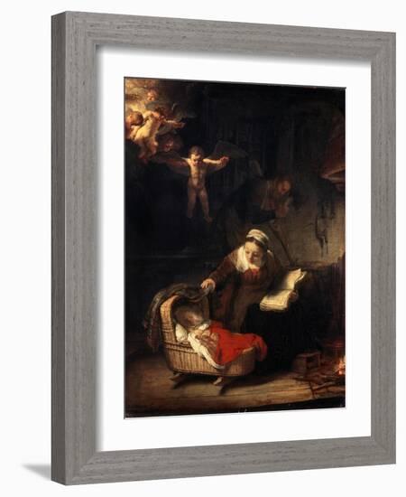 The Holy Family, 1645-Rembrandt van Rijn-Framed Giclee Print