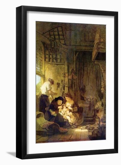 The Holy Family [1]-Rembrandt van Rijn-Framed Art Print