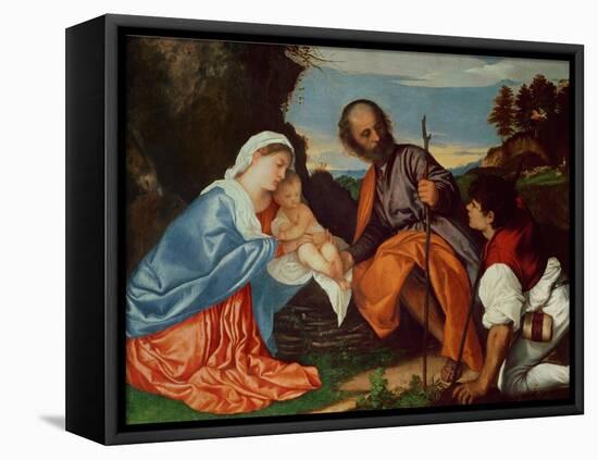 The Holy Family and a Shepherd, circa 1510-Titian (Tiziano Vecelli)-Framed Premier Image Canvas