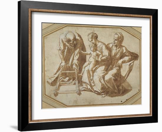 The Holy Family and St Anne with the Christ Child About to Be Taught to Walk-Giulio Romano-Framed Giclee Print