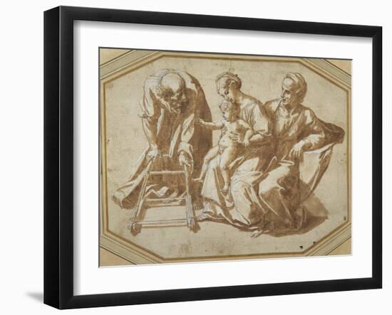 The Holy Family and St Anne with the Christ Child About to Be Taught to Walk-Giulio Romano-Framed Giclee Print