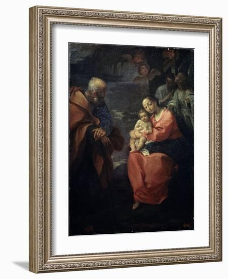 The Holy Family Beneath a Palm Tree, (Rest on the Flight into Egyp), Late 16th Century-Lodovico Carracci-Framed Giclee Print