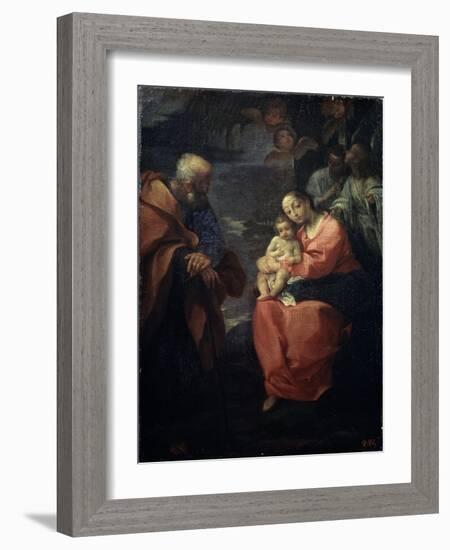 The Holy Family Beneath a Palm Tree, (Rest on the Flight into Egyp), Late 16th Century-Lodovico Carracci-Framed Giclee Print