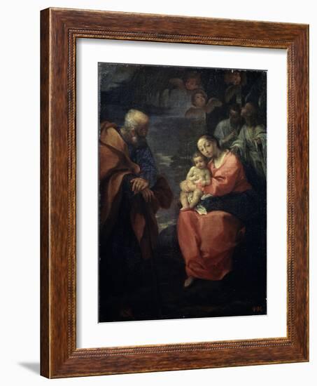 The Holy Family Beneath a Palm Tree, (Rest on the Flight into Egyp), Late 16th Century-Lodovico Carracci-Framed Giclee Print