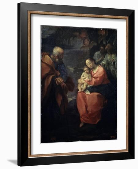 The Holy Family Beneath a Palm Tree, (Rest on the Flight into Egyp), Late 16th Century-Lodovico Carracci-Framed Giclee Print