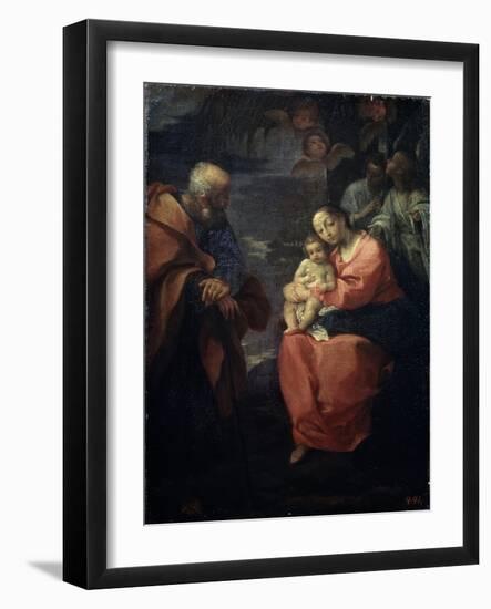 The Holy Family Beneath a Palm Tree, (Rest on the Flight into Egyp), Late 16th Century-Lodovico Carracci-Framed Giclee Print