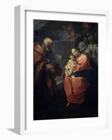 The Holy Family Beneath a Palm Tree, (Rest on the Flight into Egyp), Late 16th Century-Lodovico Carracci-Framed Giclee Print