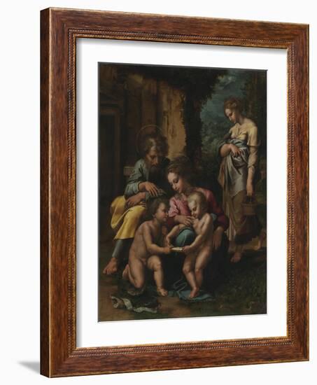 The Holy Family, c.1520-23-Giulio Romano-Framed Giclee Print