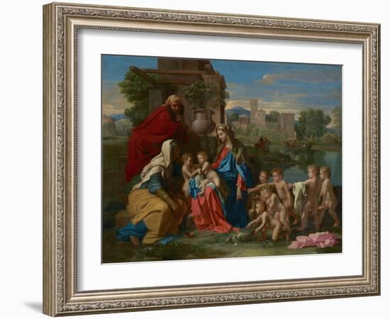 The Holy Family, C.1651 (Oil on Canvas)-Nicolas Poussin-Framed Giclee Print