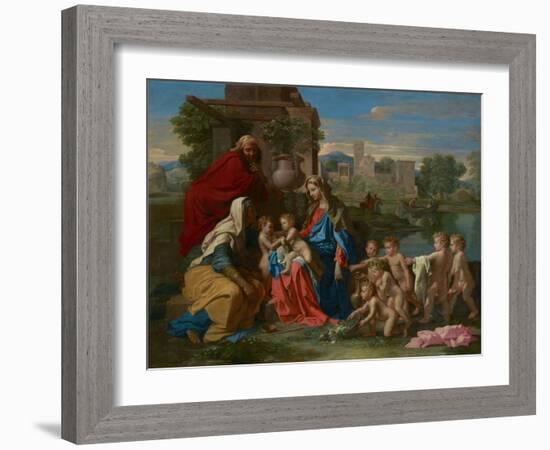 The Holy Family, C.1651 (Oil on Canvas)-Nicolas Poussin-Framed Giclee Print