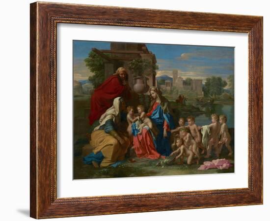 The Holy Family, C.1651 (Oil on Canvas)-Nicolas Poussin-Framed Giclee Print