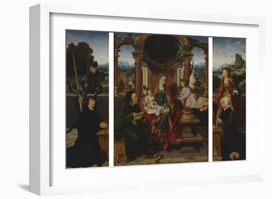 The Holy Family, Ca 1530, by Joos Van Cleve (1485-1540), Triptych. Belgium, 16th Century-Joos Van Cleve-Framed Giclee Print