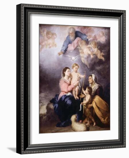 The Holy Family, Called the Virgin of Seville, 1670-Bartolome Esteban Murillo-Framed Giclee Print