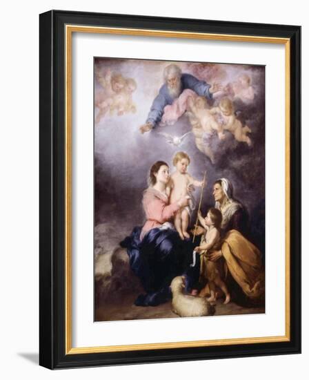 The Holy Family, Called the Virgin of Seville, 1670-Bartolome Esteban Murillo-Framed Giclee Print