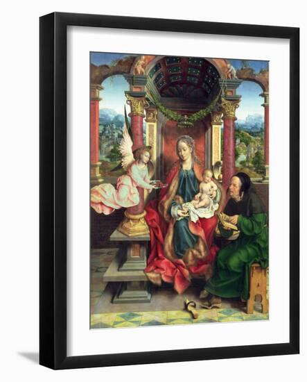 The Holy Family, Centre Panel of a Triptych, C.1530 (Panel)-Joos van Cleve-Framed Giclee Print