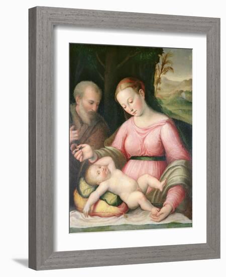 The Holy Family in a Mountainous Landscape-Giulio Romano-Framed Giclee Print