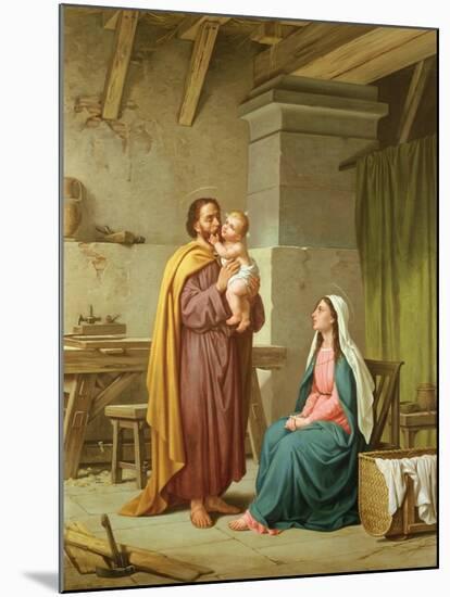 The Holy Family in St Joseph's Workshop-Pietro Pezzati-Mounted Premium Giclee Print