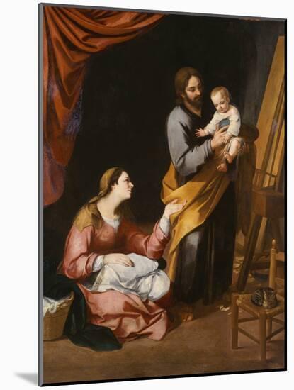 The Holy Family in the Carpenter's Shop (Oil on Canvas)-Bartolome Esteban Murillo-Mounted Giclee Print