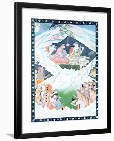 The Holy Family of Shiva and Parvati on Mount Kailash-null-Framed Giclee Print