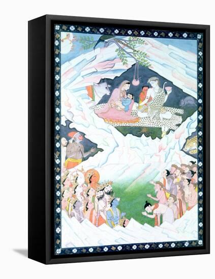 The Holy Family of Shiva and Parvati on Mount Kailash-null-Framed Premier Image Canvas